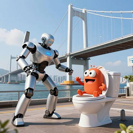 Transformer and Toilet Bowl Monster Battle