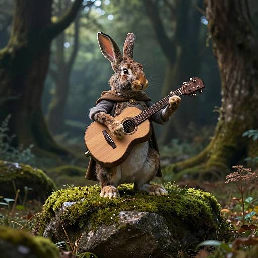 Epic Rabbit Bard in Enchanted Woodland
