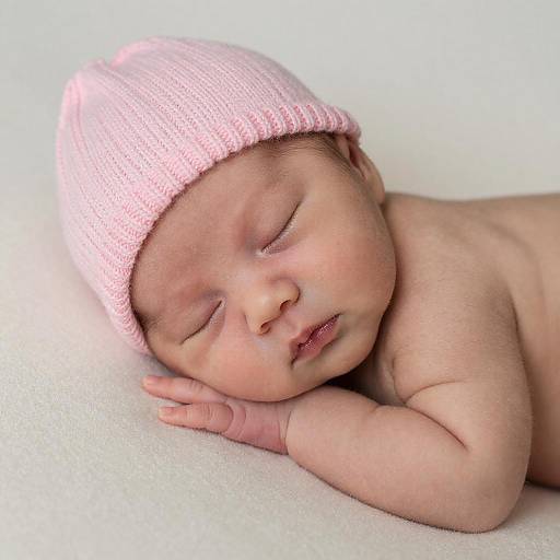 Adorable Newborn in Pink Knitted Hat
