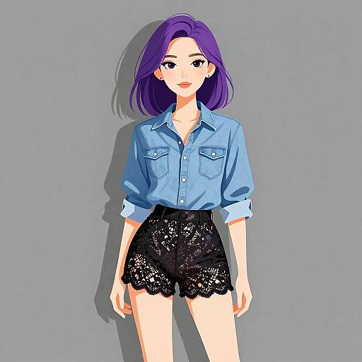 Casual Chic Woman in Denim and Lace