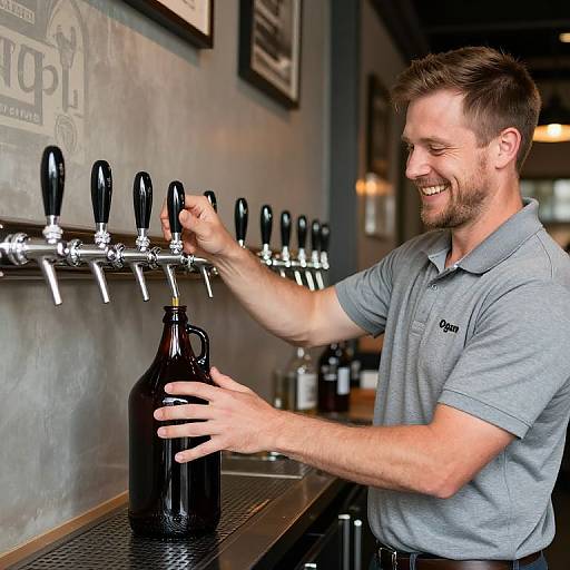 Bartender Pouring Fresh Brew at Logon Cafe