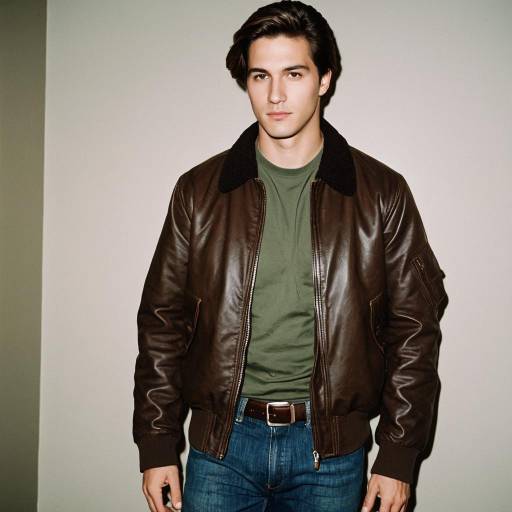 Young Man in Brown Bomber Jacket and Olive Green Shirt