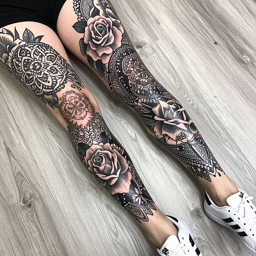 Detailed Tattooed Legs with Sneakers