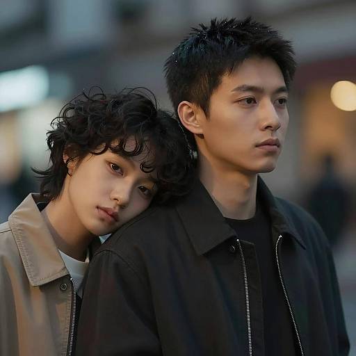 Intimate Moment Under Colorful Lights