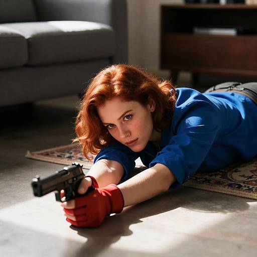 Intense Scene of a Woman with Red Hair