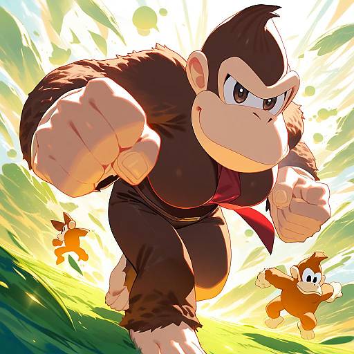 Illustration of Donkey kong, donkey kong (series) in the style of Izumi sai