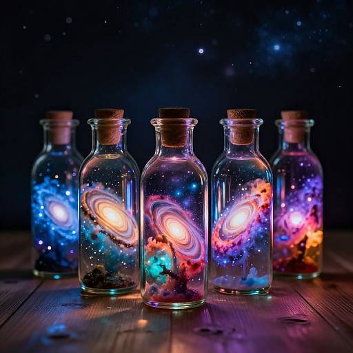 Miniature Cosmic Scenes in Glass Bottles