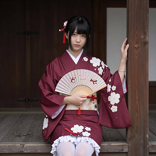 Elegant Asian Woman in Traditional Kimono