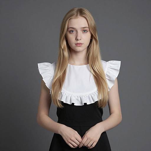 Portrait of Blonde Woman in Black Dress