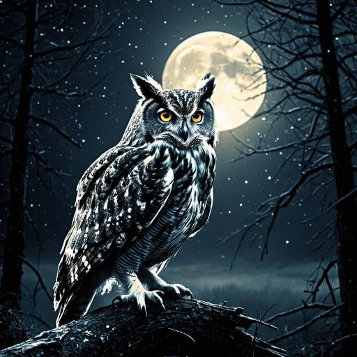 Mystical Owl With Moonlit Enlightenment Mystical Owl With Moonlit Enlightenment