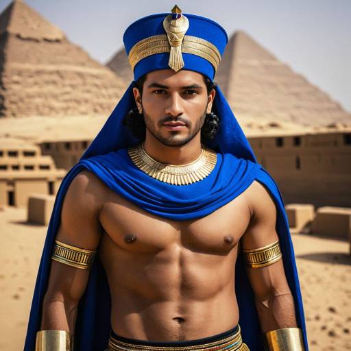 Egyptian Prince in Blue Regal Attire