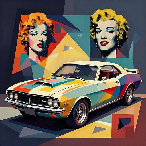 Cubist Pop Art Muscle Car Fusion
