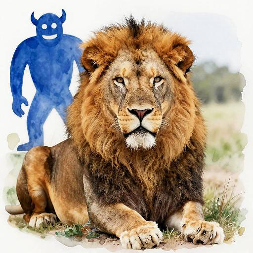 Matisse-Style Majestic Lion and Goonies Monster