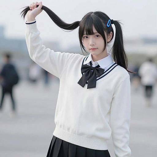 Asian Woman in School Uniform Pose