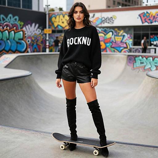 Photograph of a young woman with wavy brown hair, wearing a black 