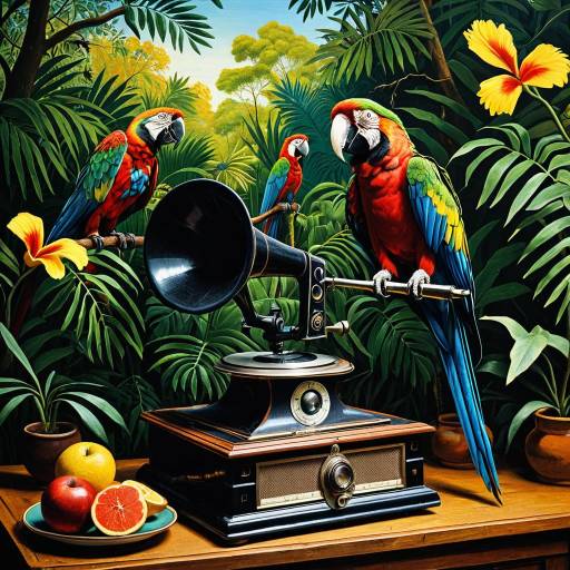 Surreal Still-Life with Phonograph and Macaw Surreal Still-Life with Phonograph and Macaw