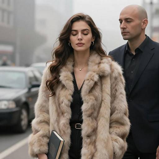 Elegance in Fog: Woman and Man Portrait