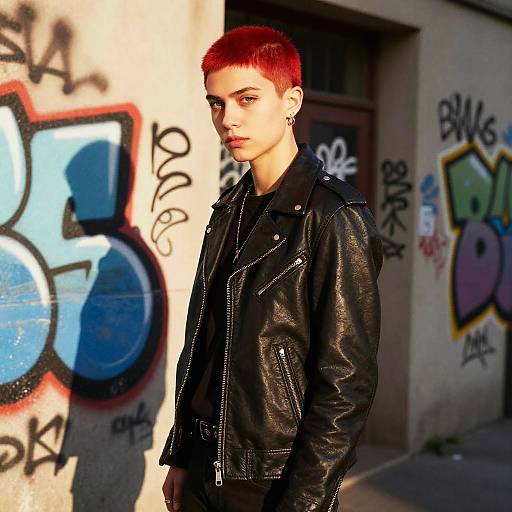 Edgy Red Buzz Cut Urban Style