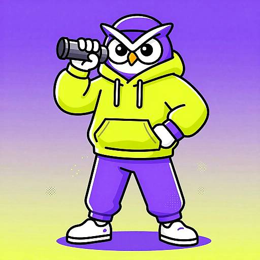 Cyberpunk Holographic Owl Beatboxer