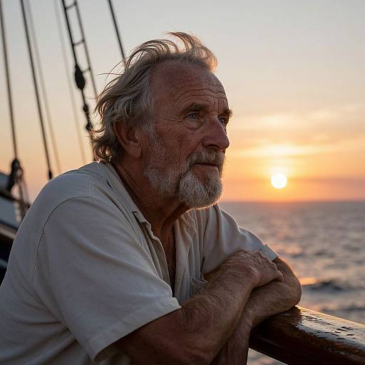Elderly Sailor at Golden Hour