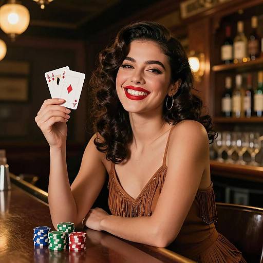 Vintage Vibes: Woman Holding Aces