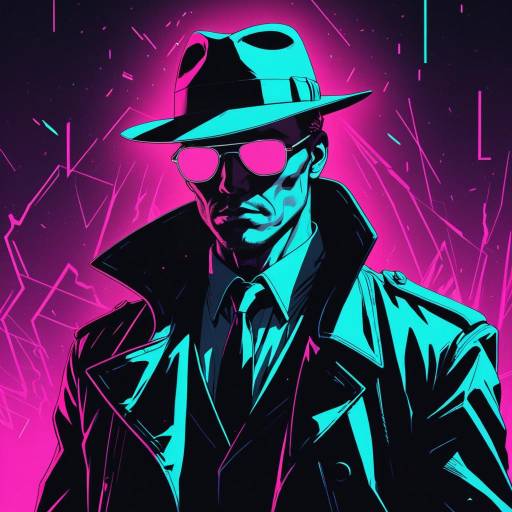 Vibrant Neo-Noir Android Detective Portrait