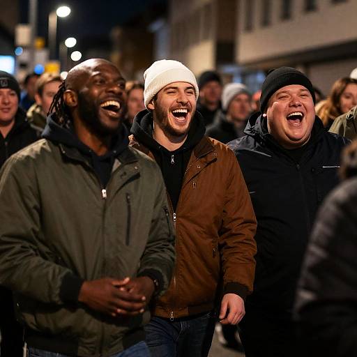 Joyful Night Scene in a Crowded Street