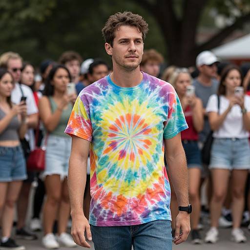 Man Wearing Tie Dye Shirt Costume