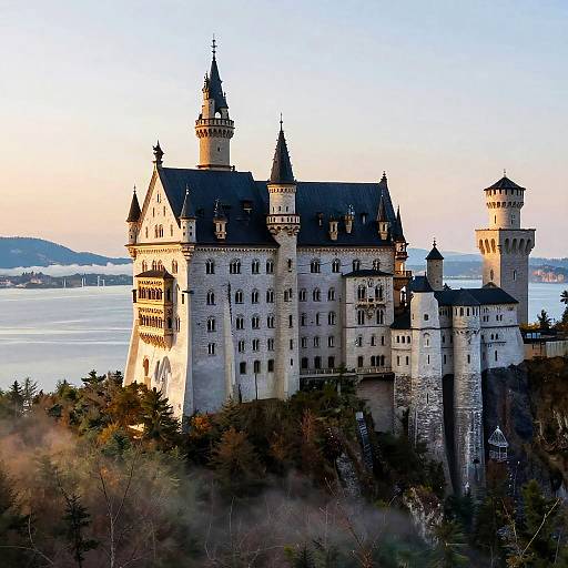 Elegant Fantasy Castle on Cliff