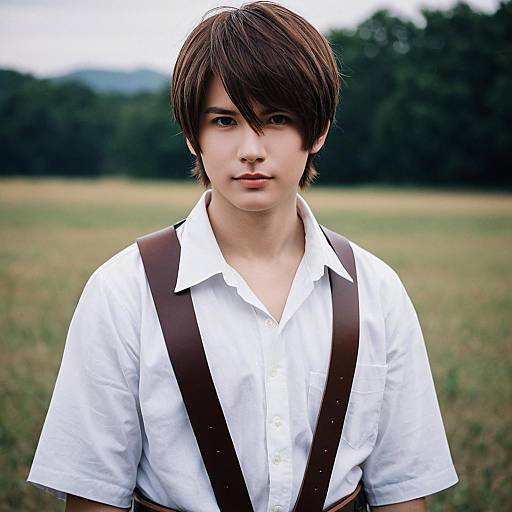 Young Man in White Shirt Outdoors