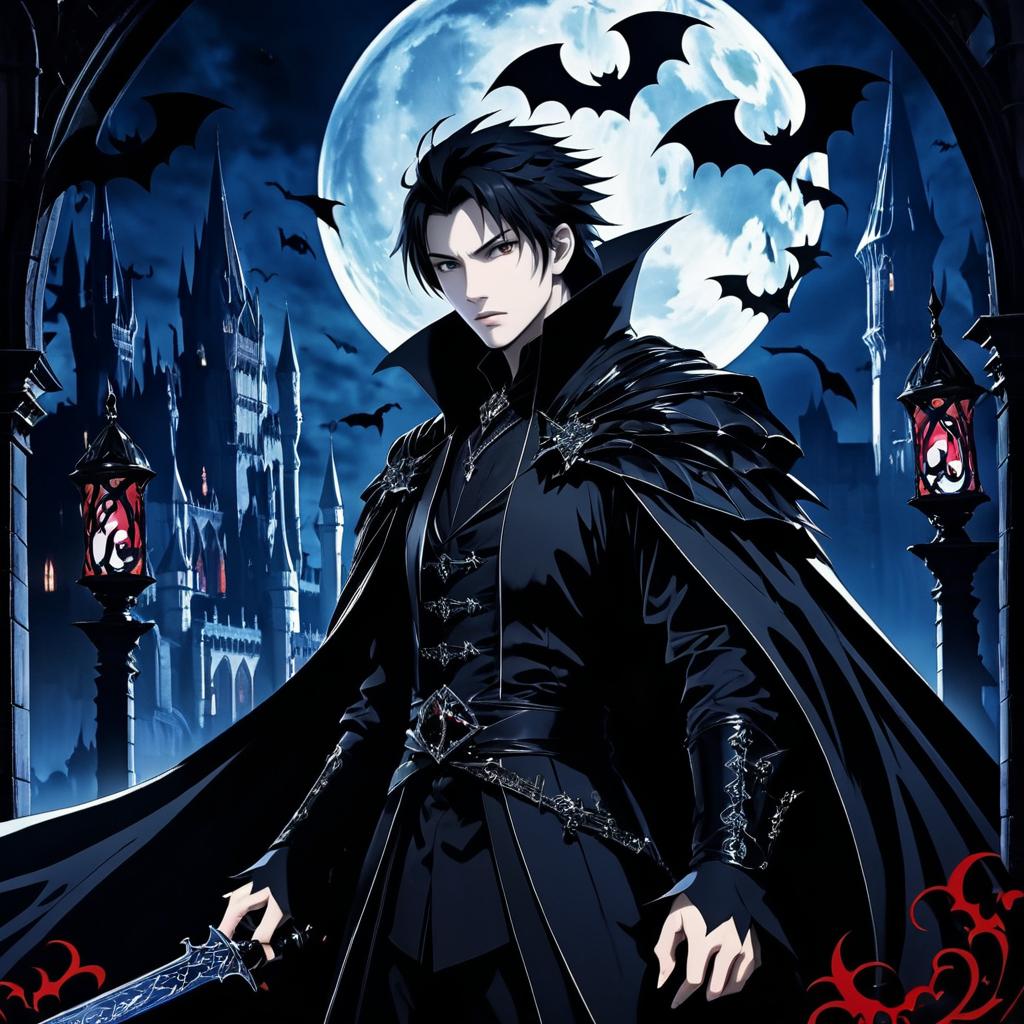 Eerie Vampire in Gothic Castle Artwork