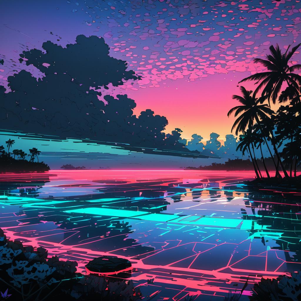 Futuristic Coral Atoll at Twilight