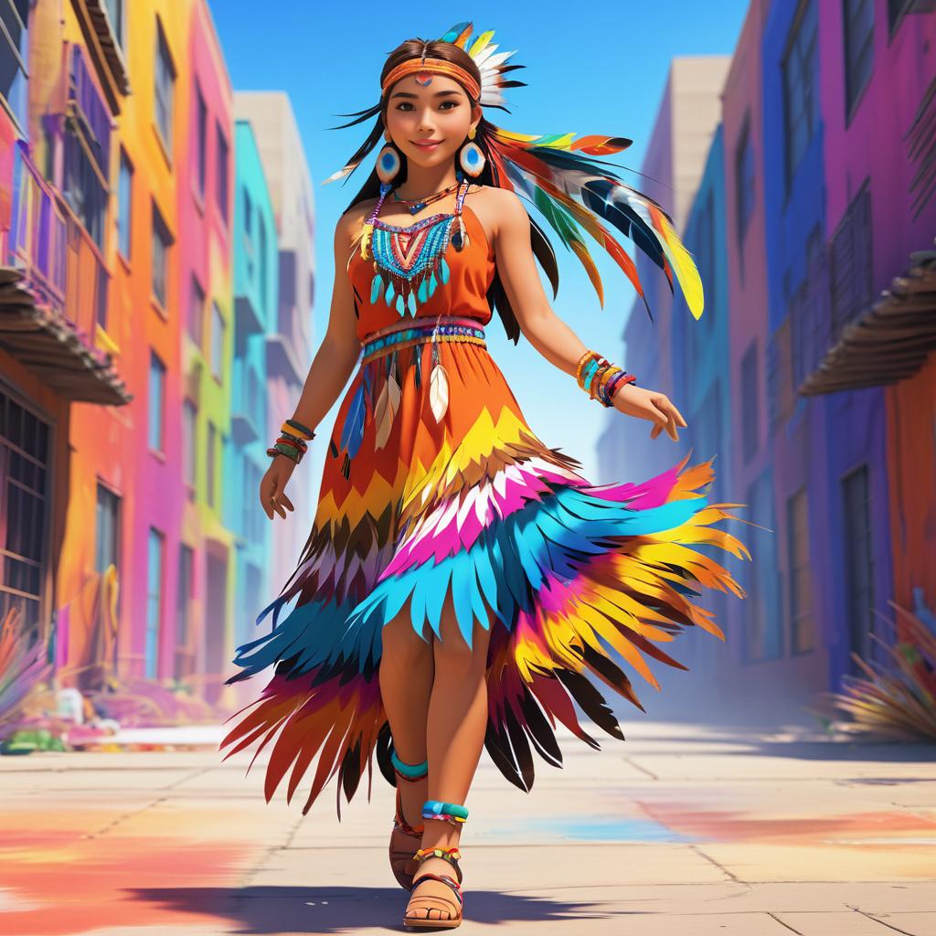 Cheerful Native American Anime Girl