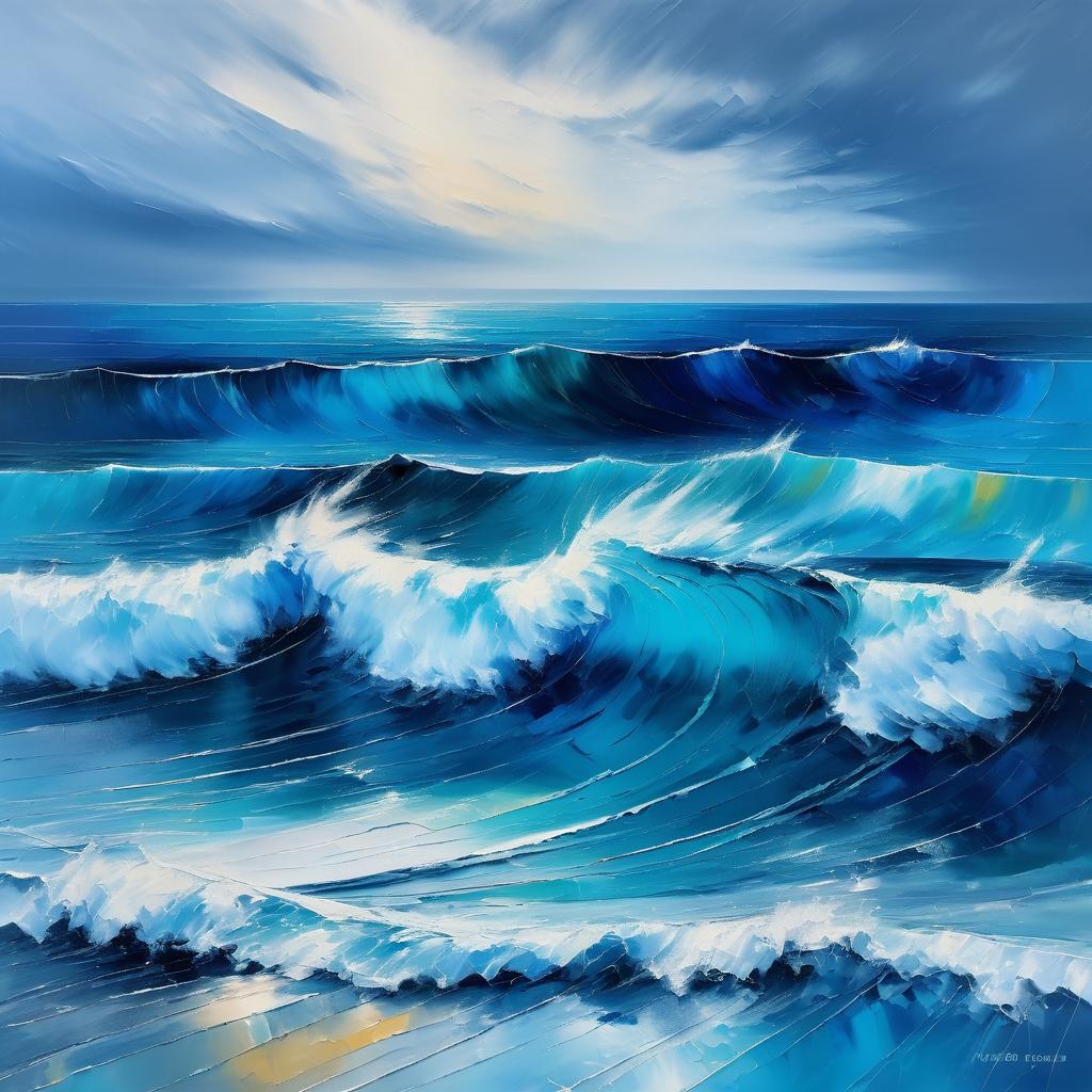 Expressive Impressionism of a Stormy Ocean