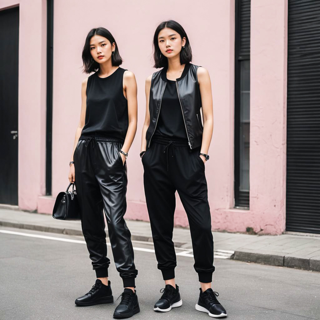 Trendy Young Couple in Monochrome Fashion