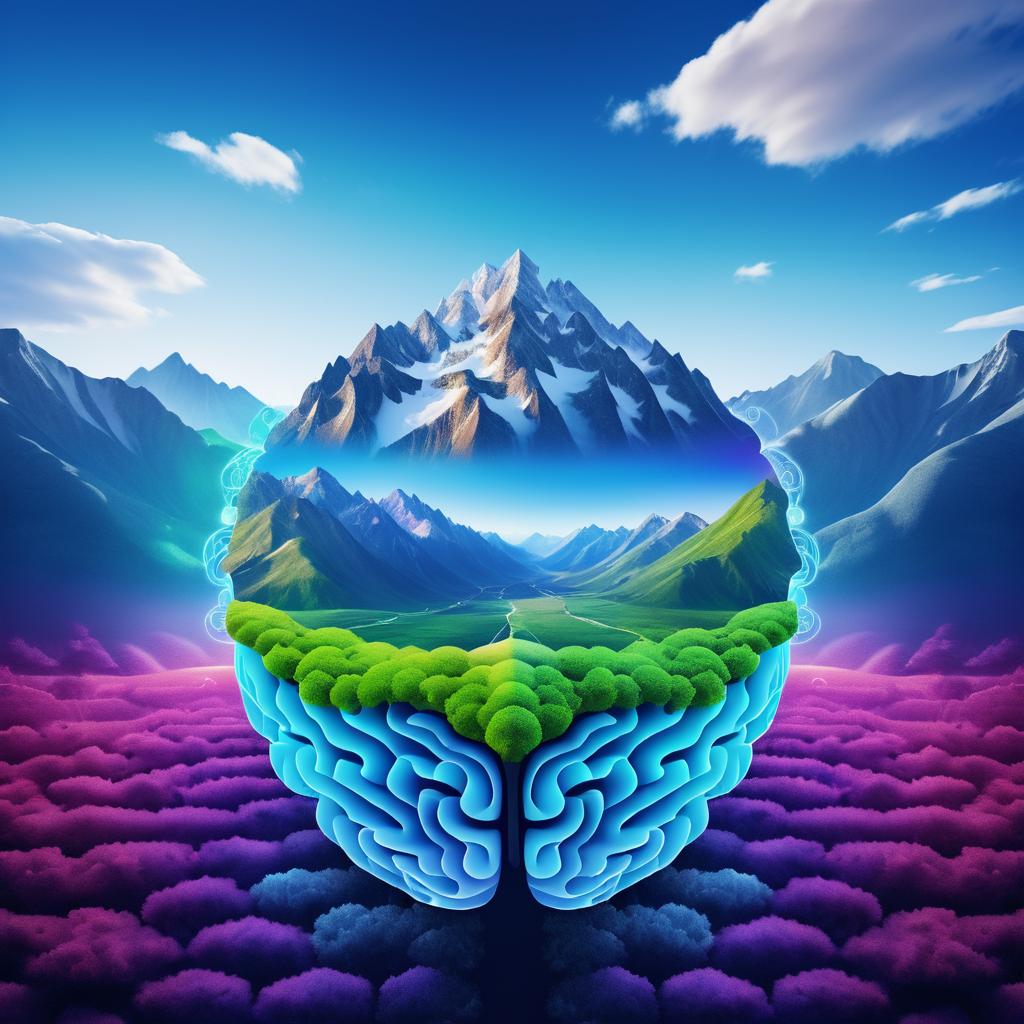 Eco-Friendly AI Brain with Scenic Elements