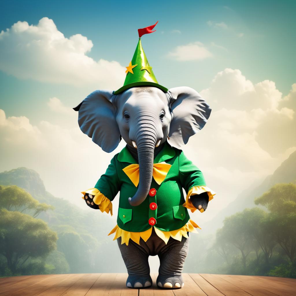 Whimsical Elephant as Peter Pan Portrait