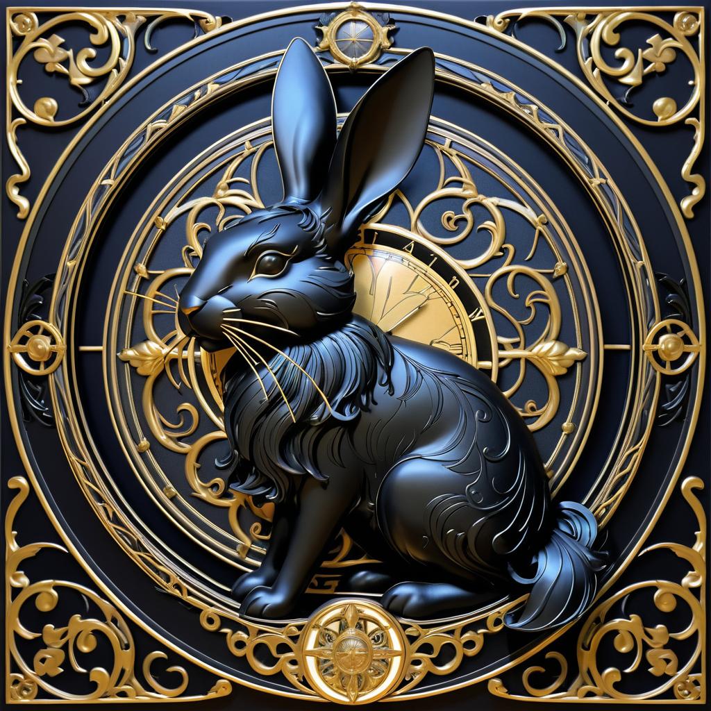 Vintage Vaudeville Black Rabbit Art 3D