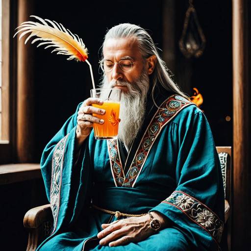 Wise wizard drinking phoenix feather drink