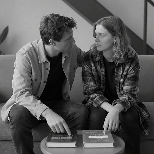 Intimate Indoor Black-and-White Photograph