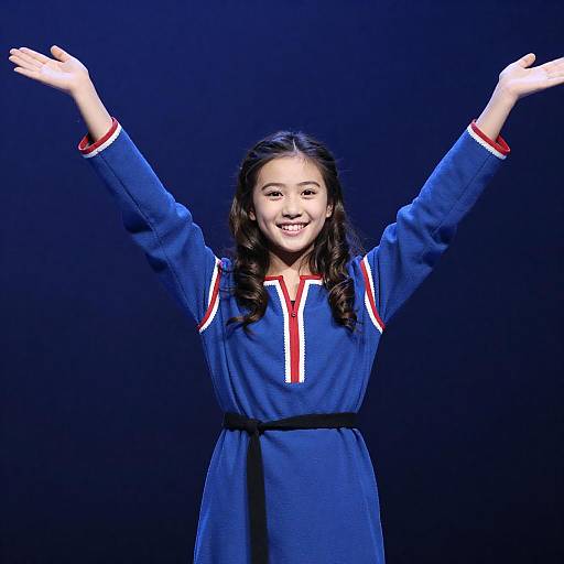 Joyful Girl in Blue Tunic Portrait