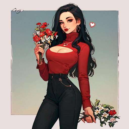 Stylish Solo Girl with Floral Accents