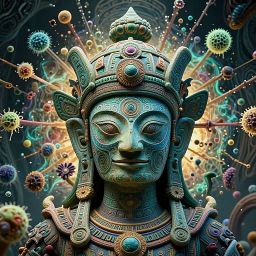 Ancient Guardian with Mandelbulb Patterns