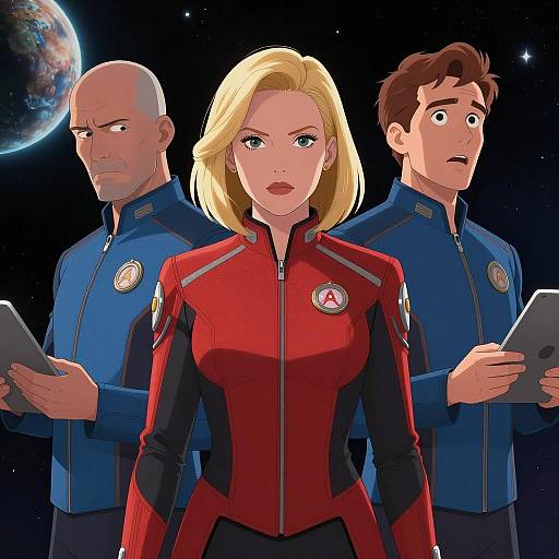 Three Space-Faring Characters Illustration