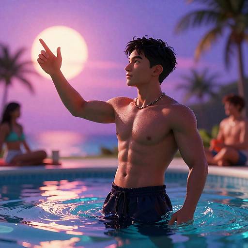 Genji Neon-Noir Poolside Hyperreal Render