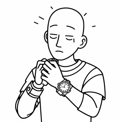 Worried Wojak with Broken Watch Line Art