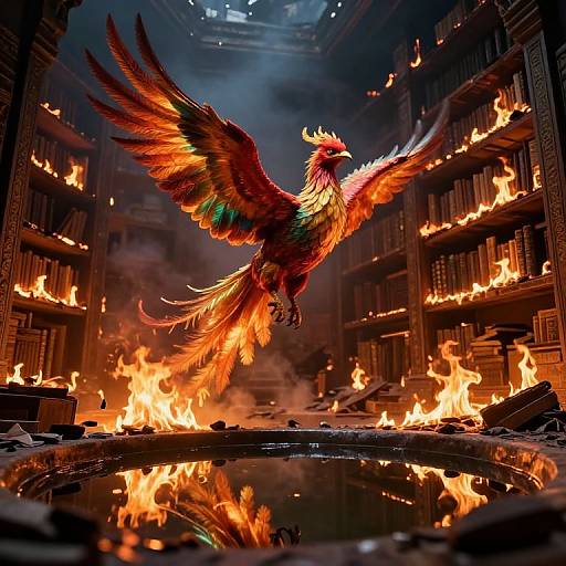 Surreal Phoenix Rising From Ruins