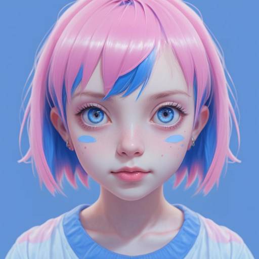 Anime Portrait of a Girl with Blue Eyes