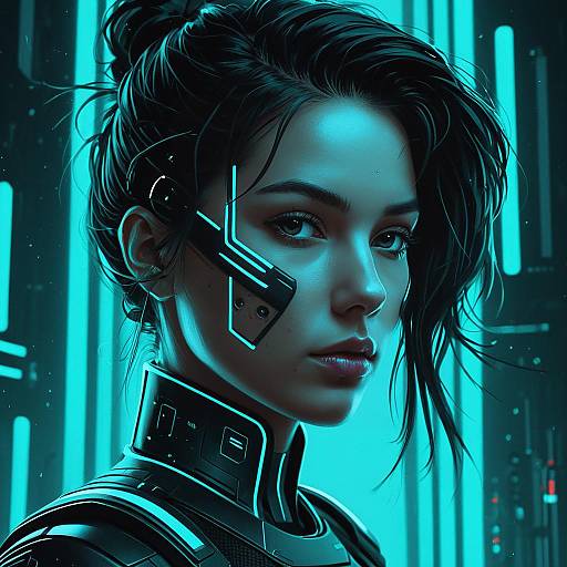 Cyberpunk Woman Digital Portrait