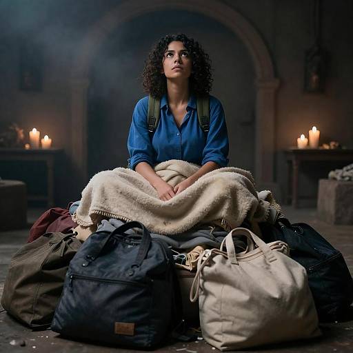 Intense Woman in Smoky Room Setting